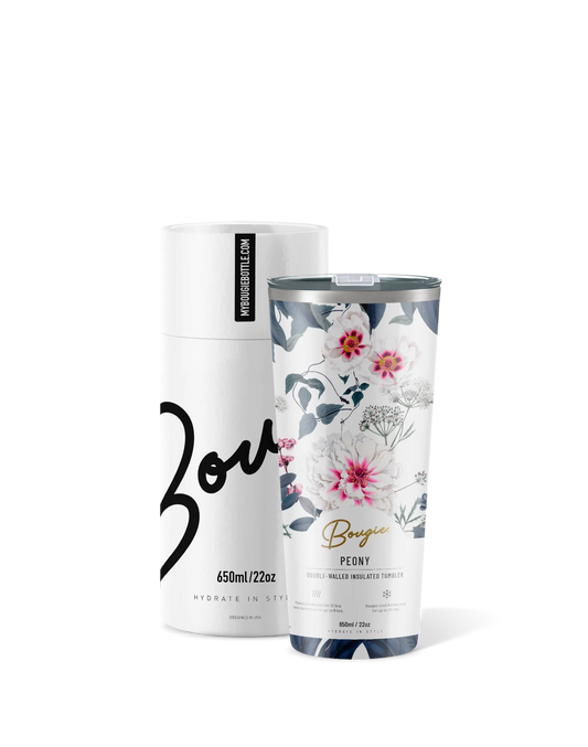 Bougie Bottle Insulated Tumbler Gift Set Peony