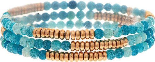 Aqua Crackle Gold Bead Set