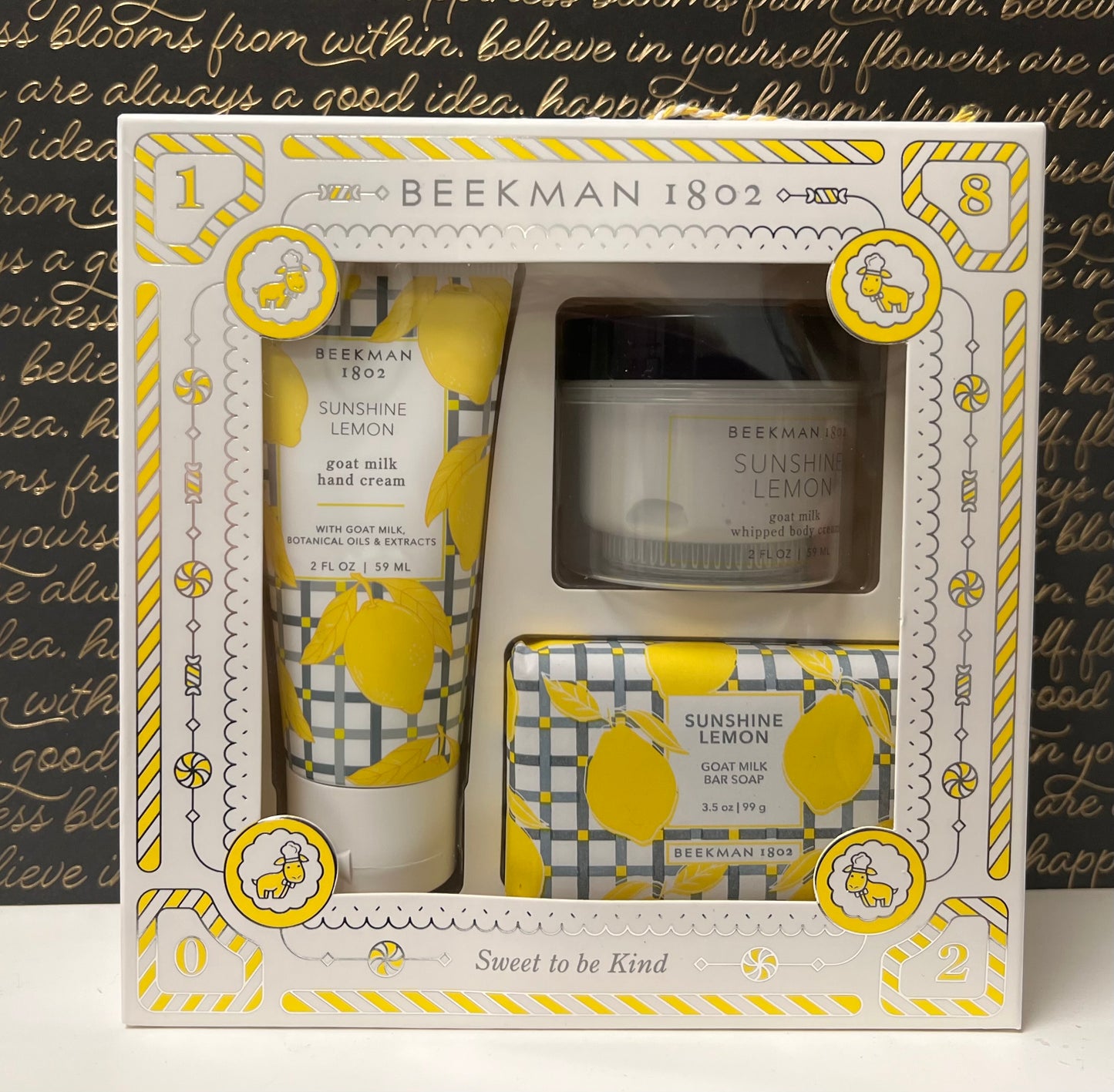 BEEKMAN 1802 Sunshine Lemon Gift Set, Hand Cream, Whipped Body Cream, Soap