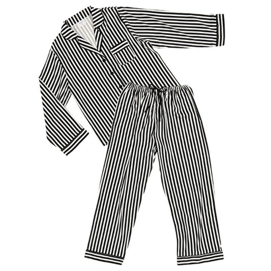 Long sleeve black strip PJ  Front