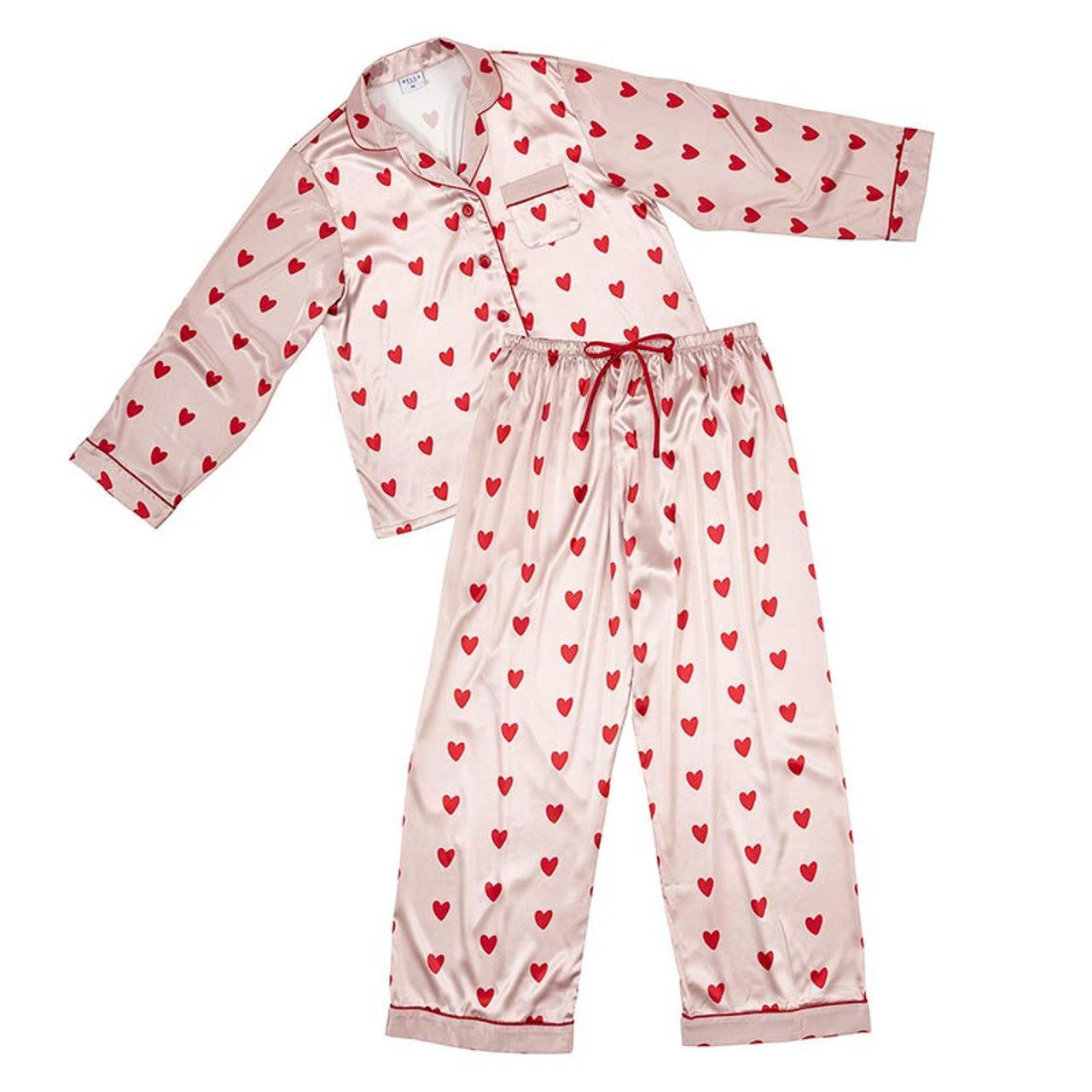 Get ready for sweet dreams and lounging in comfort with our Bella Sleep &amp; Spa Pink Heart PJ set. front