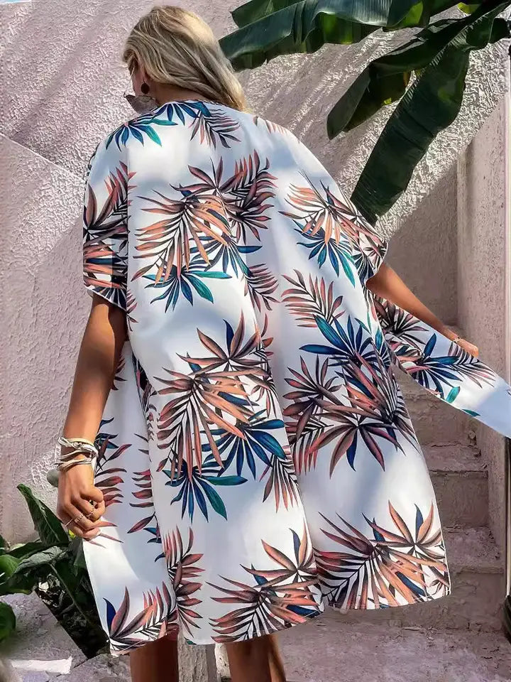 KIMONO  Vacation Tropical Print Kimono