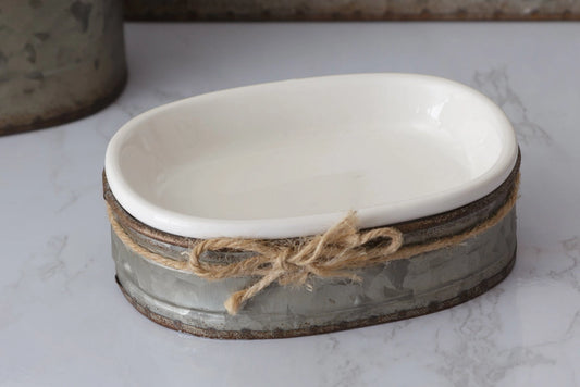 Soap Dish with Galvanized Caddy (Set)